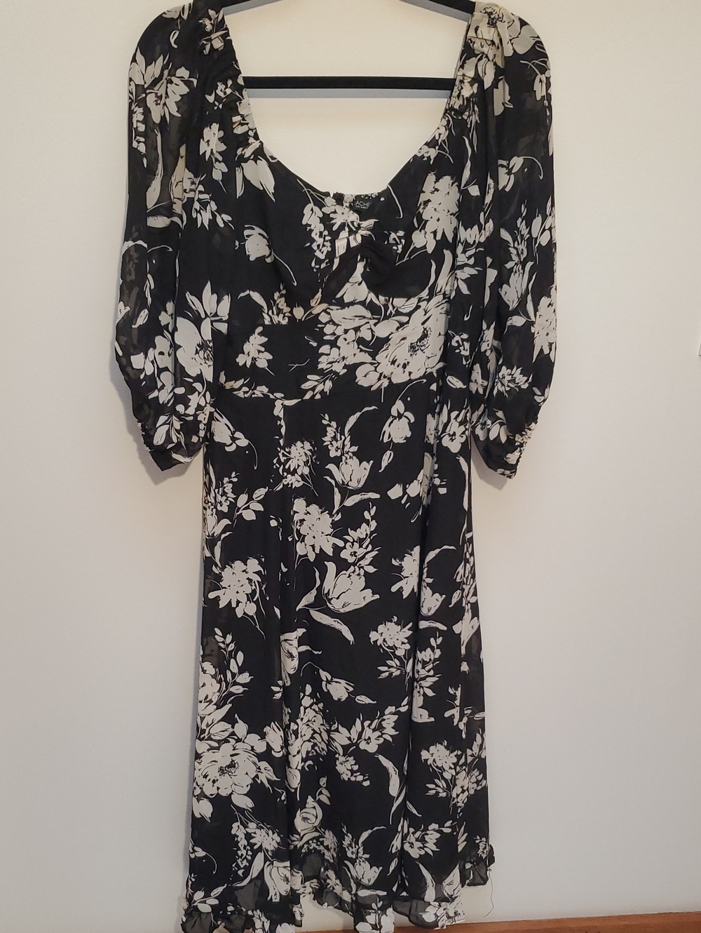 Rachel Zoe Black and White Floral Midi Dress